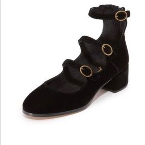 FREE PEOPLE Mercury Buckle Block Pumps, Velvet